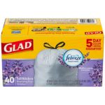 Glad Tall Kitchen 13 Gal Febreze Lavender Drawstring Bags 40ct