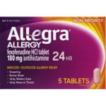 Allegra Allergy Non-Drowsy Medicine 180mg 5 Tablets