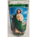 Veladora Mexico Cristal San Judas Tadeo Candle (Verde)