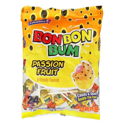 Colombina Bon Bon Bum Passion Fruit Candy & Gum 24pc 14.4oz - Image 1