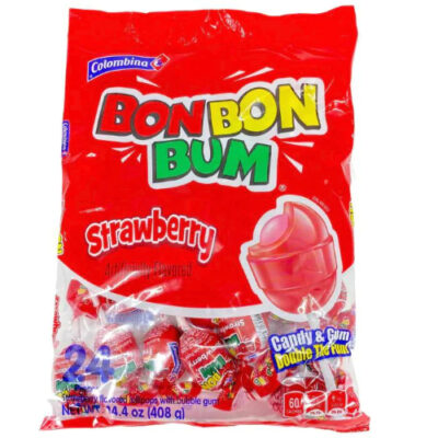 Colombina Bon Bon Bum Strawberry Candy & Gum 24pc 14.4oz - Image 1