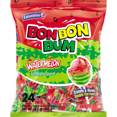 Colombina Bon Bon Bum Watermelon Candy & Gum 24pc 14.4oz - Image 1
