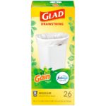 Glad Medium Trash 8 Gallon Drawstring Bags with Gain 26ct