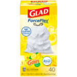 Glad Tall Kitchen 13 Gallon Drawstring Bags ForceFlex Lemon Zest 40ct
