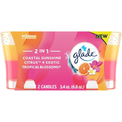 gladescentedcandles.jpg ZZZZ8888Glade Scented Candles Coastal Sunshine Citrus + Exotic Tropical Blossoms Twin Pack 6.8oz - Image 1