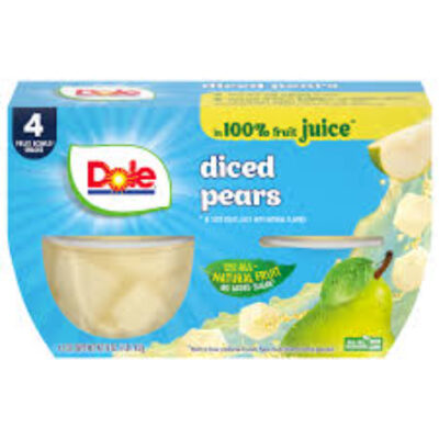 Dole Diced Pears In 100% Juice 4oz 4pk - WIC - Image 1