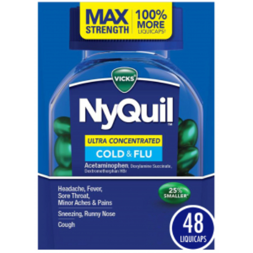 vicksnyquilcoldflu.jpg Vicks NyQuil Cold & FLU Nighttime 48 Liquid Caplets - Image 1