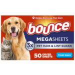 Bounce Sheets Pet Hair & Lint Fresh Scent 50ct