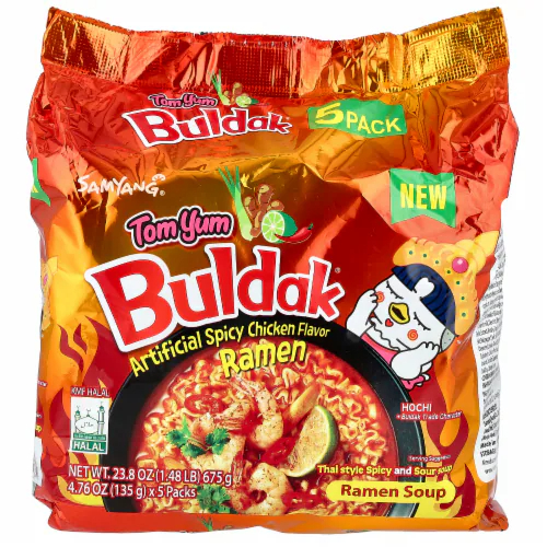 samyangspicychicken.jpg SamYang Buldak Ramen TomYum Spicy Chicken 5 Packs (135g) 4.76oz - Image 1
