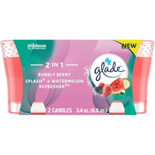 gladscentedcandles.jpg Glade Scented Candles Bubbly Berry Splash + Watermelon Seltzer Twin Pack 6.8oz - Image 1