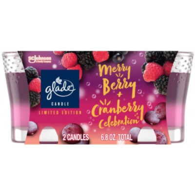 Glade Scented Candles Merry Berry + Cranberry Celebration Twin Pack 6.8oz - Image 1