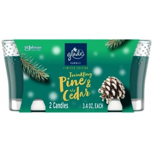 gladescentedpinecedartwin.jpg Glade Scented Candles Pine & Cedar Twin Pack 6.8oz - Image 1