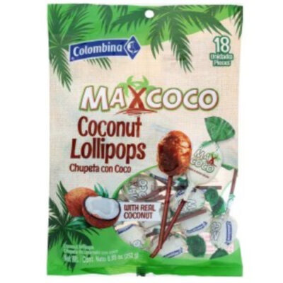Colombina Maxcoco Coconut Lolipops 18pc 8.89oz - Image 1