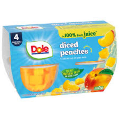 Dole Diced Peaches In 100% Juice 4oz 4pk - WIC - Image 1