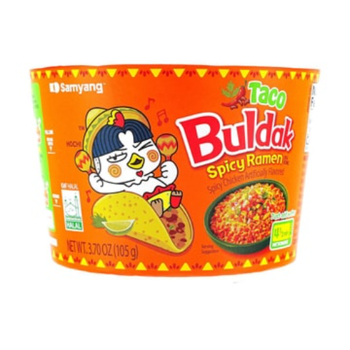 buldakspicybowl.jpg SamYang Buldak Bowl Spicy Taco (105g) 3.7oz - Image 1