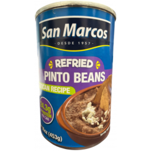 sanmarcosrefriedpintobeans.jpg San Marcos Refried Pinto Beans 16oz - Image 1